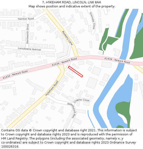 7, HYKEHAM ROAD, LINCOLN, LN6 8AA: Location map and indicative extent of plot