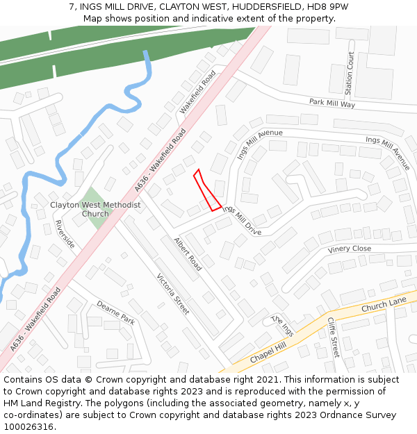 7, INGS MILL DRIVE, CLAYTON WEST, HUDDERSFIELD, HD8 9PW: Location map and indicative extent of plot