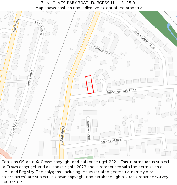 7, INHOLMES PARK ROAD, BURGESS HILL, RH15 0JJ: Location map and indicative extent of plot