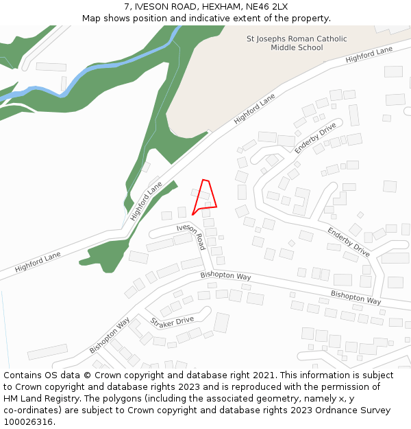 7, IVESON ROAD, HEXHAM, NE46 2LX: Location map and indicative extent of plot