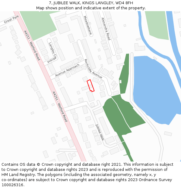 7, JUBILEE WALK, KINGS LANGLEY, WD4 8FH: Location map and indicative extent of plot