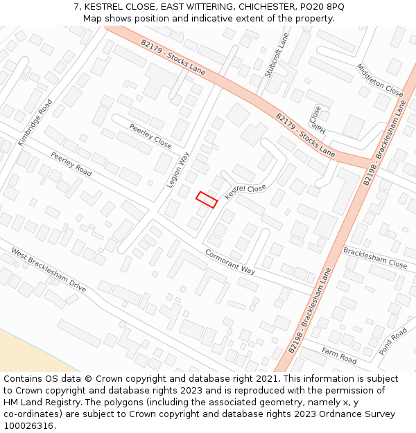 7, KESTREL CLOSE, EAST WITTERING, CHICHESTER, PO20 8PQ: Location map and indicative extent of plot