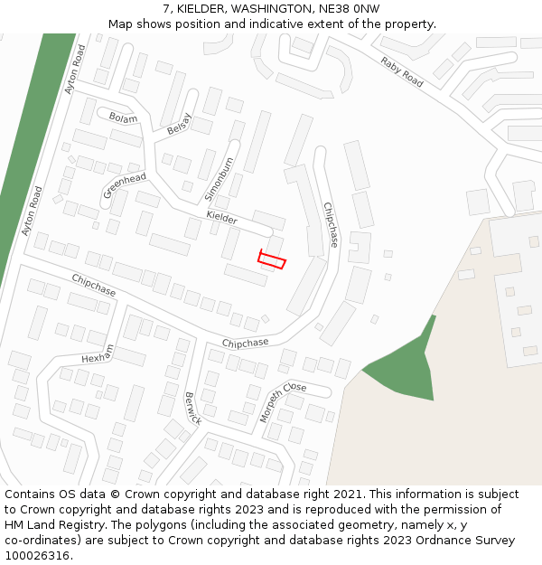 7, KIELDER, WASHINGTON, NE38 0NW: Location map and indicative extent of plot