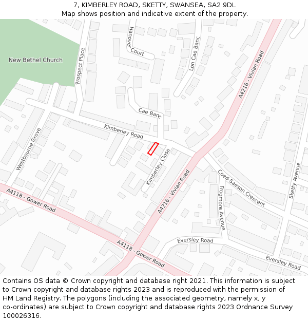 7, KIMBERLEY ROAD, SKETTY, SWANSEA, SA2 9DL: Location map and indicative extent of plot