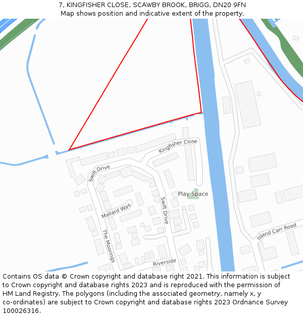 7, KINGFISHER CLOSE, SCAWBY BROOK, BRIGG, DN20 9FN: Location map and indicative extent of plot