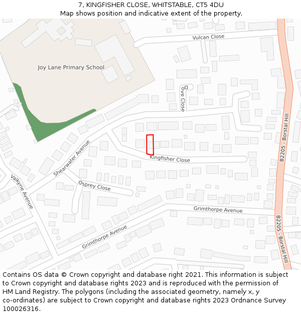 7, KINGFISHER CLOSE, WHITSTABLE, CT5 4DU: Location map and indicative extent of plot