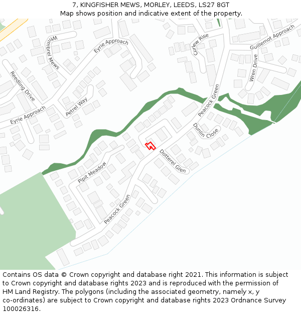 7, KINGFISHER MEWS, MORLEY, LEEDS, LS27 8GT: Location map and indicative extent of plot