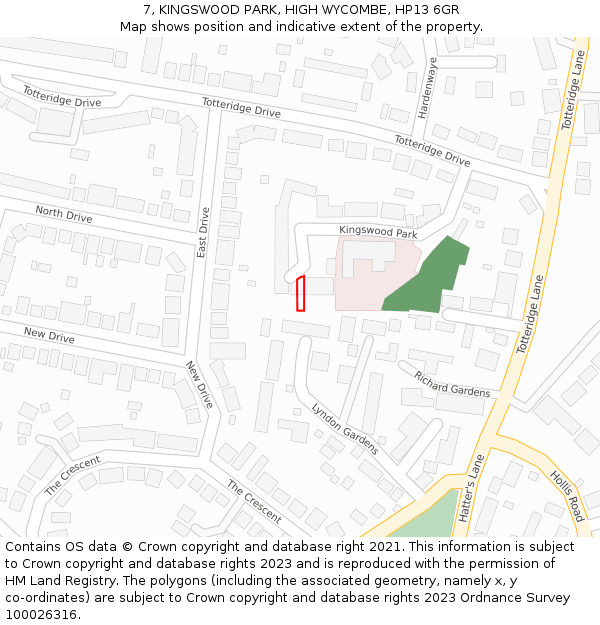 7, KINGSWOOD PARK, HIGH WYCOMBE, HP13 6GR: Location map and indicative extent of plot