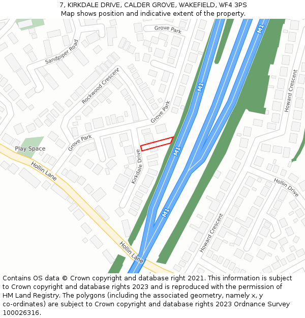 7, KIRKDALE DRIVE, CALDER GROVE, WAKEFIELD, WF4 3PS: Location map and indicative extent of plot