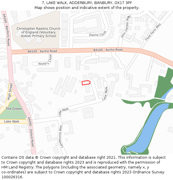 7, LAKE WALK, ADDERBURY, BANBURY, OX17 3PF: Location map and indicative extent of plot