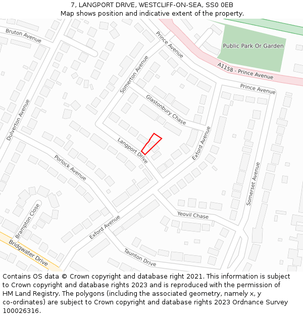 7, LANGPORT DRIVE, WESTCLIFF-ON-SEA, SS0 0EB: Location map and indicative extent of plot