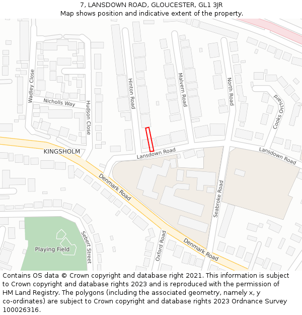 7, LANSDOWN ROAD, GLOUCESTER, GL1 3JR: Location map and indicative extent of plot