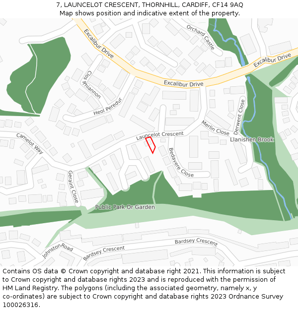 7, LAUNCELOT CRESCENT, THORNHILL, CARDIFF, CF14 9AQ: Location map and indicative extent of plot