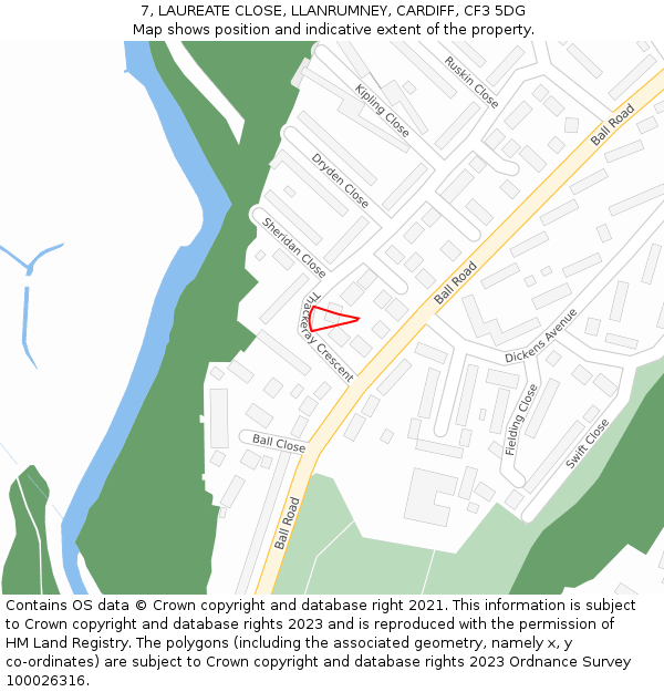 7, LAUREATE CLOSE, LLANRUMNEY, CARDIFF, CF3 5DG: Location map and indicative extent of plot