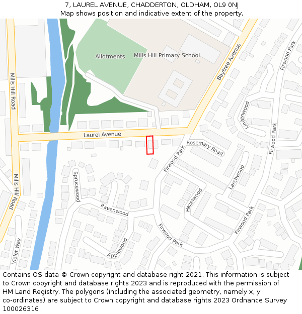 7, LAUREL AVENUE, CHADDERTON, OLDHAM, OL9 0NJ: Location map and indicative extent of plot