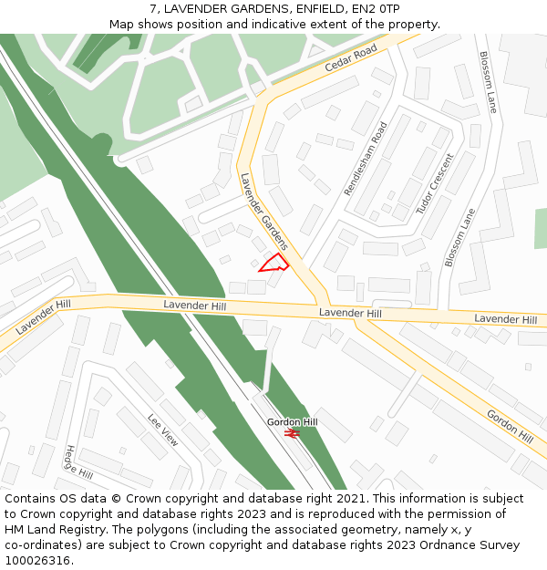 7, LAVENDER GARDENS, ENFIELD, EN2 0TP: Location map and indicative extent of plot