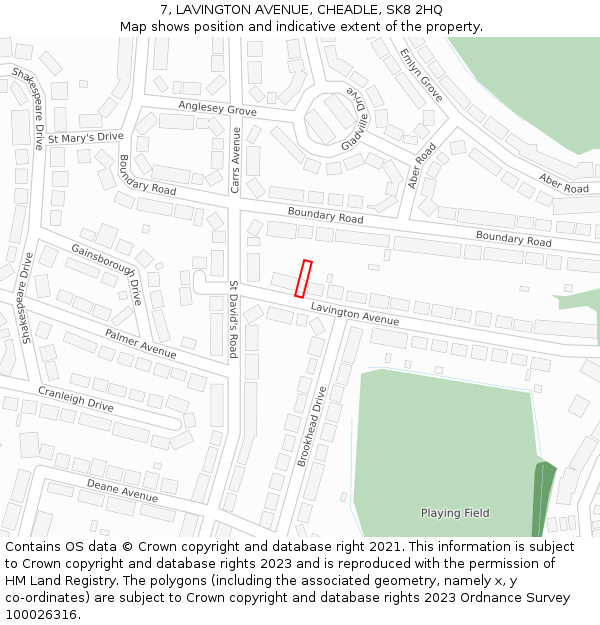 7, LAVINGTON AVENUE, CHEADLE, SK8 2HQ: Location map and indicative extent of plot