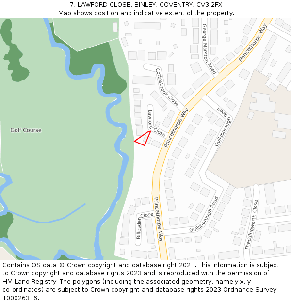 7, LAWFORD CLOSE, BINLEY, COVENTRY, CV3 2FX: Location map and indicative extent of plot