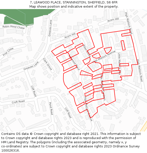 7, LEAWOOD PLACE, STANNINGTON, SHEFFIELD, S6 6FR: Location map and indicative extent of plot