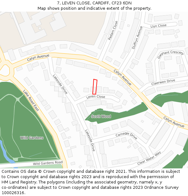 7, LEVEN CLOSE, CARDIFF, CF23 6DN: Location map and indicative extent of plot