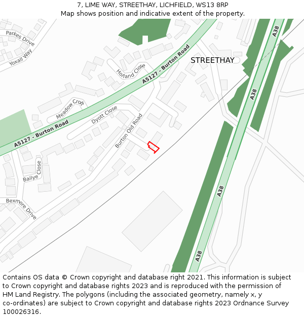 7, LIME WAY, STREETHAY, LICHFIELD, WS13 8RP: Location map and indicative extent of plot