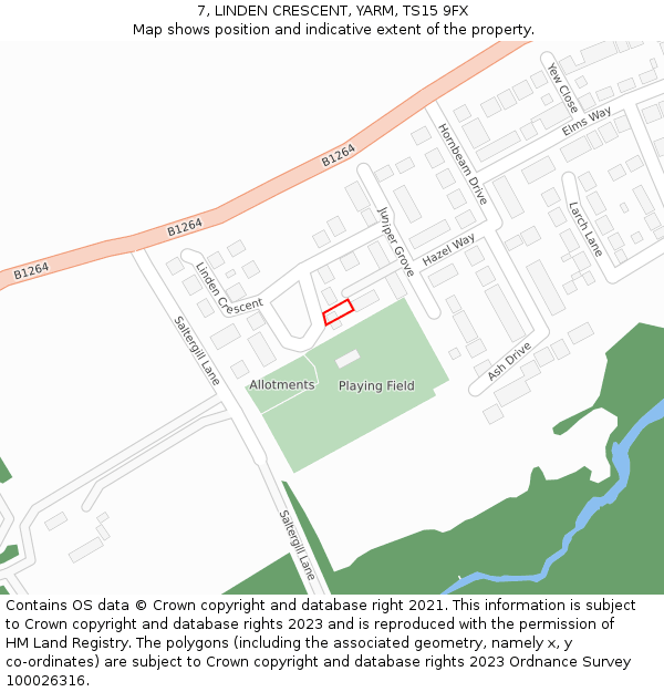 7, LINDEN CRESCENT, YARM, TS15 9FX: Location map and indicative extent of plot