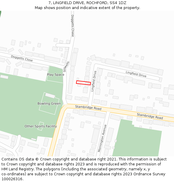 7, LINGFIELD DRIVE, ROCHFORD, SS4 1DZ: Location map and indicative extent of plot