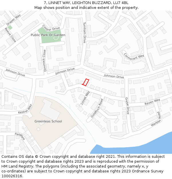 7, LINNET WAY, LEIGHTON BUZZARD, LU7 4BL: Location map and indicative extent of plot