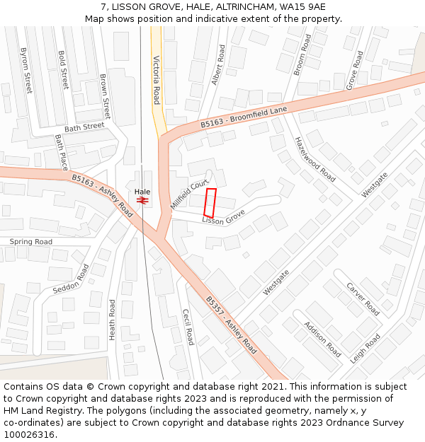 7, LISSON GROVE, HALE, ALTRINCHAM, WA15 9AE: Location map and indicative extent of plot