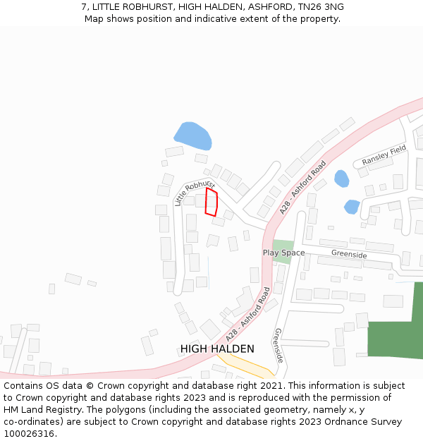 7, LITTLE ROBHURST, HIGH HALDEN, ASHFORD, TN26 3NG: Location map and indicative extent of plot
