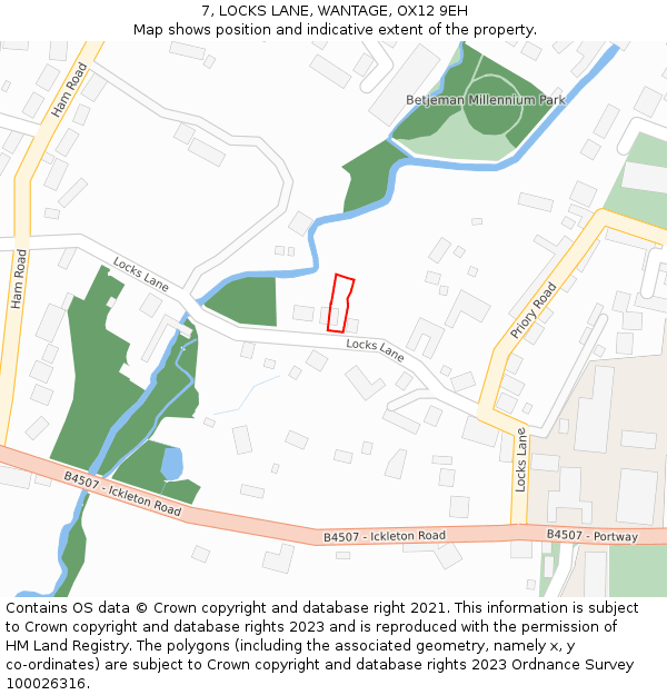 7, LOCKS LANE, WANTAGE, OX12 9EH: Location map and indicative extent of plot