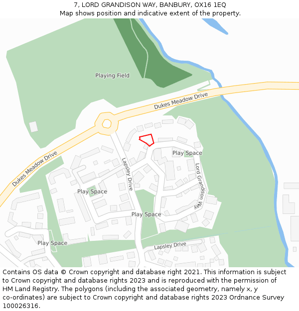 7, LORD GRANDISON WAY, BANBURY, OX16 1EQ: Location map and indicative extent of plot