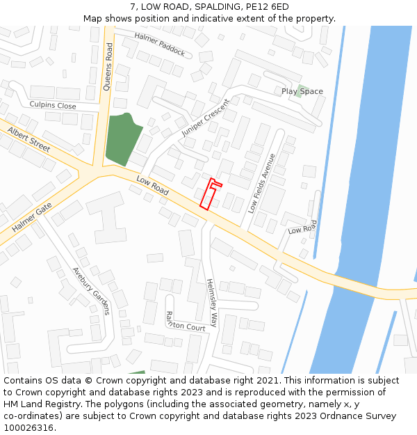 7, LOW ROAD, SPALDING, PE12 6ED: Location map and indicative extent of plot