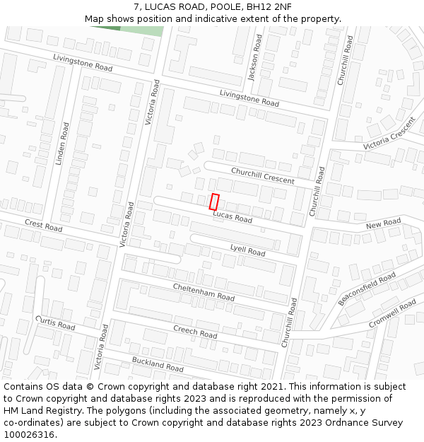 7, LUCAS ROAD, POOLE, BH12 2NF: Location map and indicative extent of plot