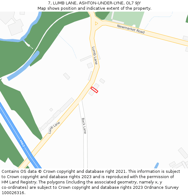 7, LUMB LANE, ASHTON-UNDER-LYNE, OL7 9JY: Location map and indicative extent of plot