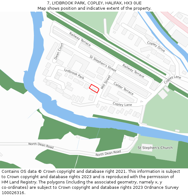 7, LYDBROOK PARK, COPLEY, HALIFAX, HX3 0UE: Location map and indicative extent of plot