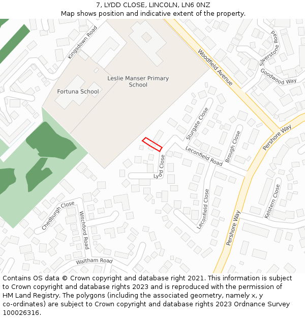 7, LYDD CLOSE, LINCOLN, LN6 0NZ: Location map and indicative extent of plot