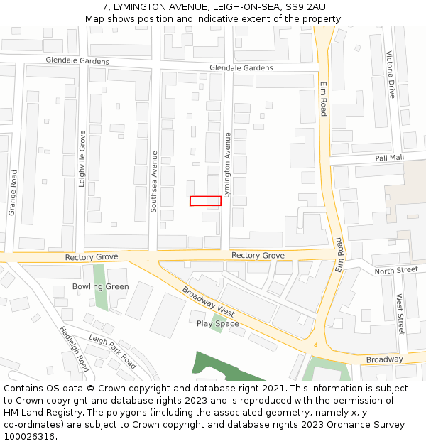 7, LYMINGTON AVENUE, LEIGH-ON-SEA, SS9 2AU: Location map and indicative extent of plot