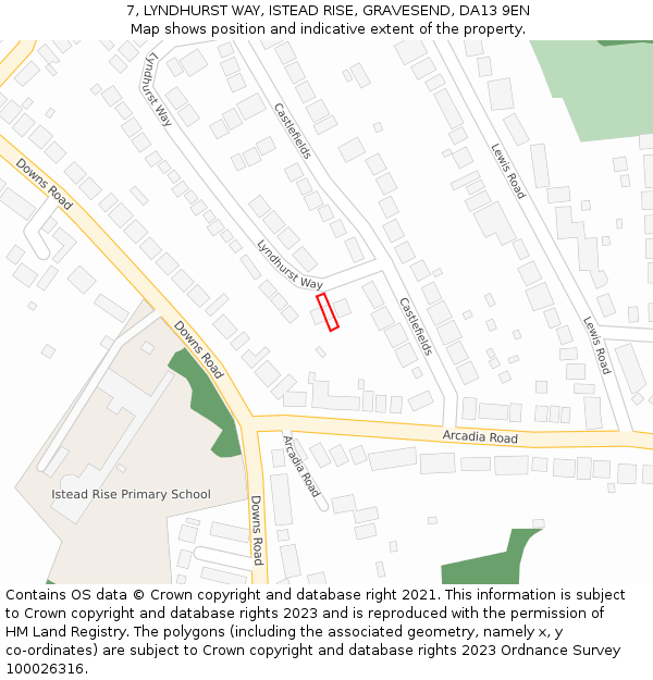 7, LYNDHURST WAY, ISTEAD RISE, GRAVESEND, DA13 9EN: Location map and indicative extent of plot