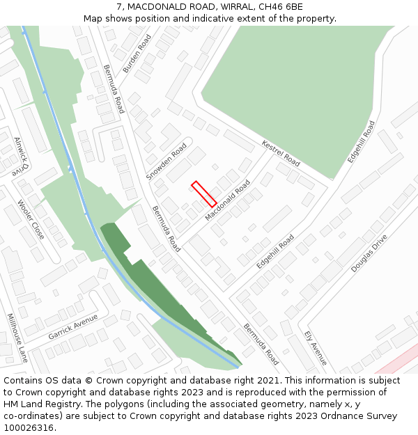 7, MACDONALD ROAD, WIRRAL, CH46 6BE: Location map and indicative extent of plot