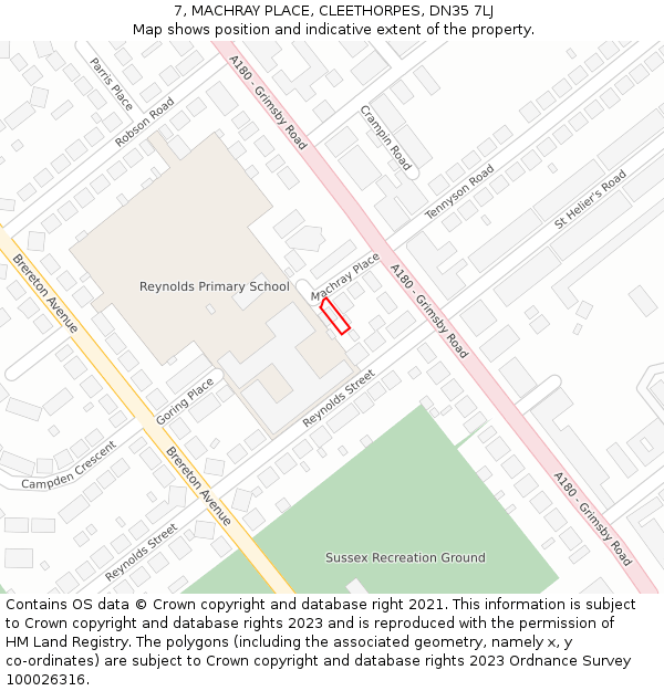 7, MACHRAY PLACE, CLEETHORPES, DN35 7LJ: Location map and indicative extent of plot