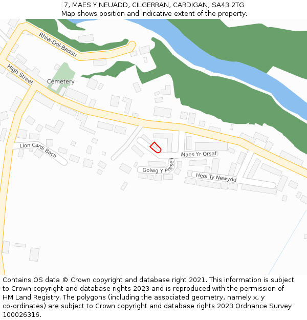 7, MAES Y NEUADD, CILGERRAN, CARDIGAN, SA43 2TG: Location map and indicative extent of plot
