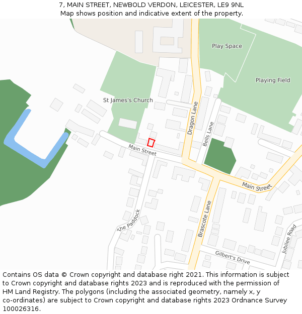 7, MAIN STREET, NEWBOLD VERDON, LEICESTER, LE9 9NL: Location map and indicative extent of plot