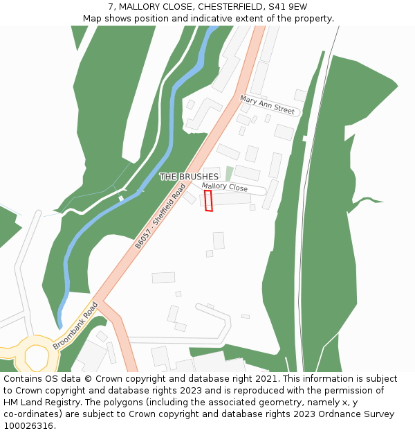 7, MALLORY CLOSE, CHESTERFIELD, S41 9EW: Location map and indicative extent of plot