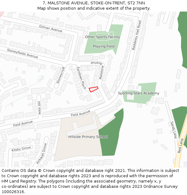 7, MALSTONE AVENUE, STOKE-ON-TRENT, ST2 7NN: Location map and indicative extent of plot