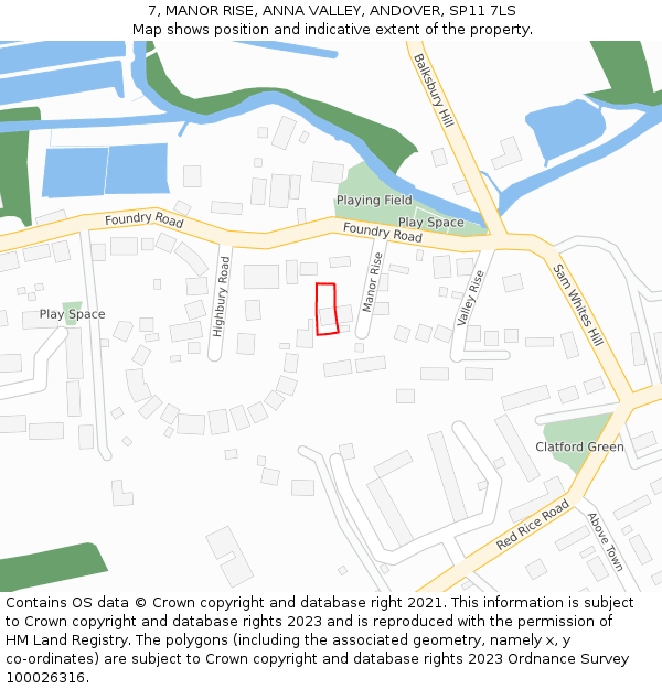 7, MANOR RISE, ANNA VALLEY, ANDOVER, SP11 7LS: Location map and indicative extent of plot