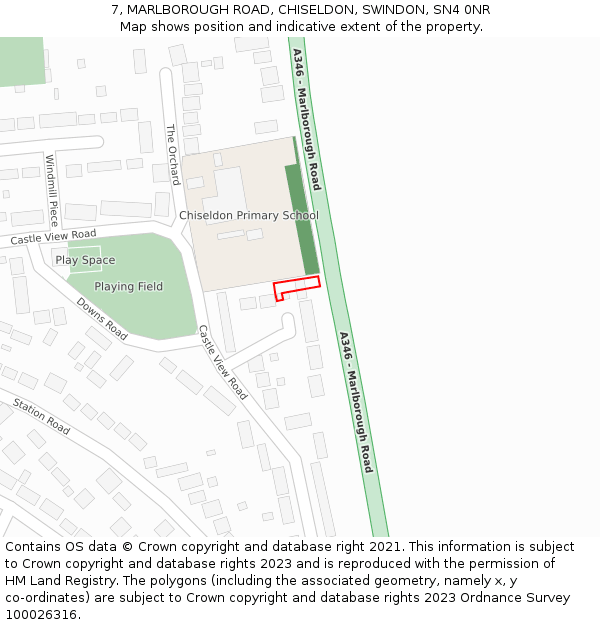 7, MARLBOROUGH ROAD, CHISELDON, SWINDON, SN4 0NR: Location map and indicative extent of plot