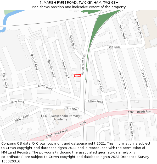 7, MARSH FARM ROAD, TWICKENHAM, TW2 6SH: Location map and indicative extent of plot