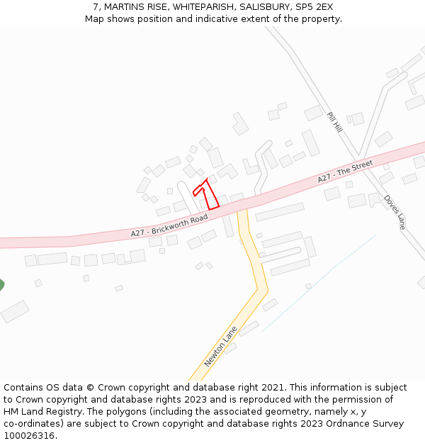 7, MARTINS RISE, WHITEPARISH, SALISBURY, SP5 2EX: Location map and indicative extent of plot