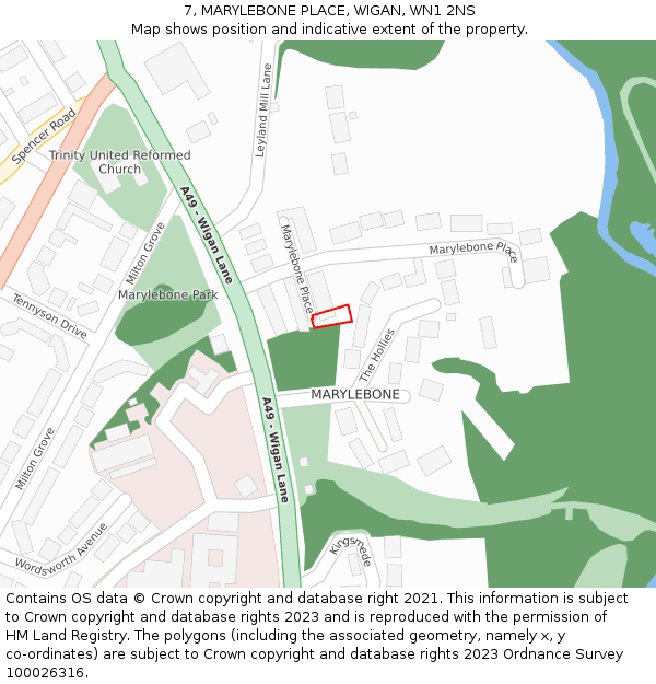 7, MARYLEBONE PLACE, WIGAN, WN1 2NS: Location map and indicative extent of plot